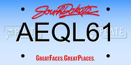 AEQL61 South Dakota License Plate