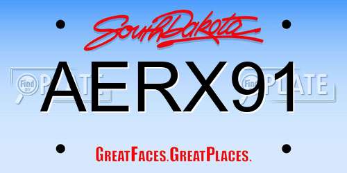 AERX91 South Dakota License Plate