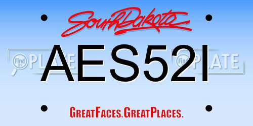 AES52I South Dakota License Plate