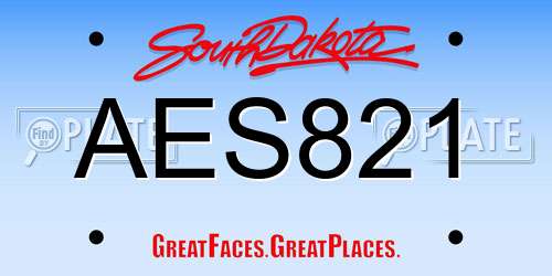 AES821 South Dakota License Plate