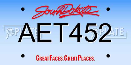 AET452 South Dakota License Plate