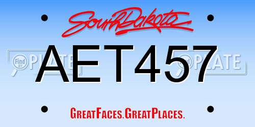 AET457 South Dakota License Plate