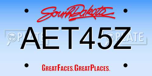 AET45Z South Dakota License Plate