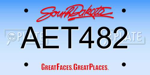 AET482 South Dakota License Plate