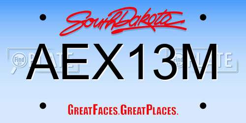 AEX13M South Dakota License Plate