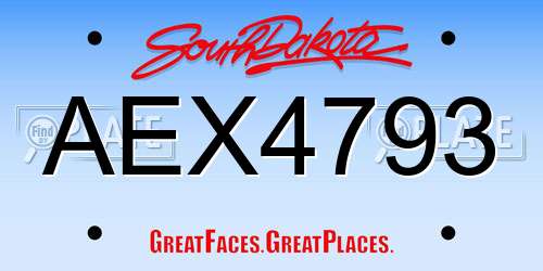 AEX4793 South Dakota License Plate