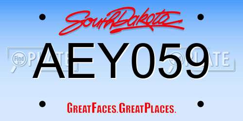 AEY059 South Dakota License Plate