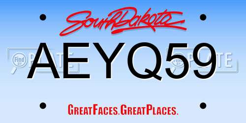 AEYQ59 South Dakota License Plate