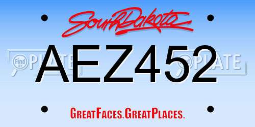 AEZ452 South Dakota License Plate