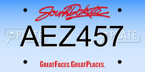 AEZ457 South Dakota License Plate