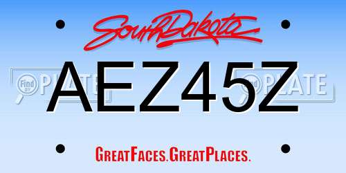 AEZ45Z South Dakota License Plate