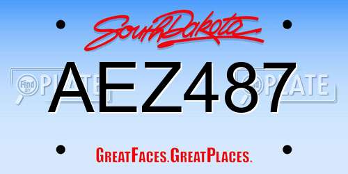 AEZ487 South Dakota License Plate