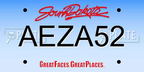 AEZA52 South Dakota License Plate