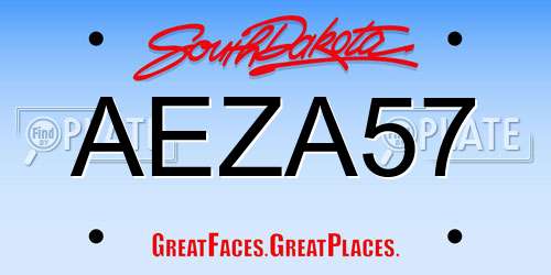 AEZA57 South Dakota License Plate