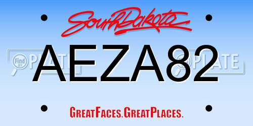 AEZA82 South Dakota License Plate