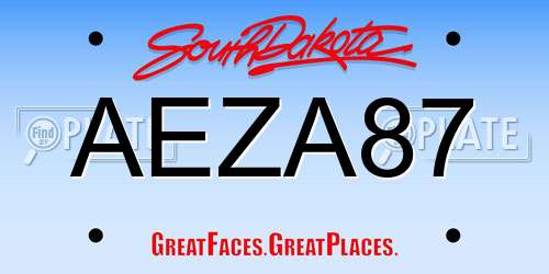 AEZA87 South Dakota License Plate
