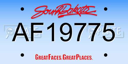 AF19775 South Dakota License Plate