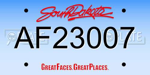 AF23007 South Dakota License Plate