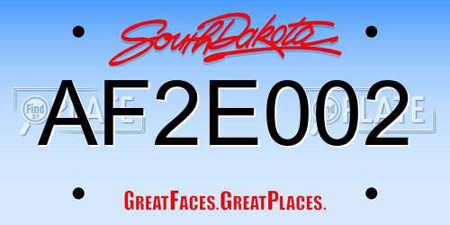 AF2E002 South Dakota License Plate