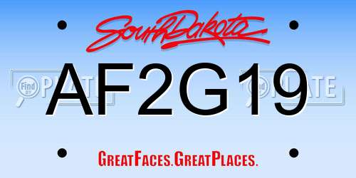 AF2G19 South Dakota License Plate