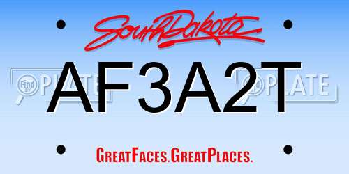 AF3A2T South Dakota License Plate