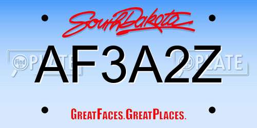 AF3A2Z South Dakota License Plate