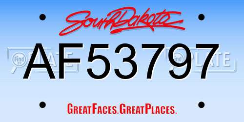 AF53797 South Dakota License Plate