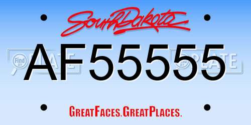 AF55555 South Dakota License Plate