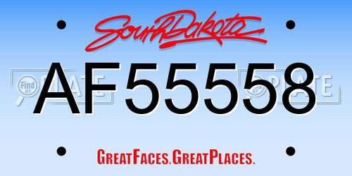 AF55558 South Dakota License Plate