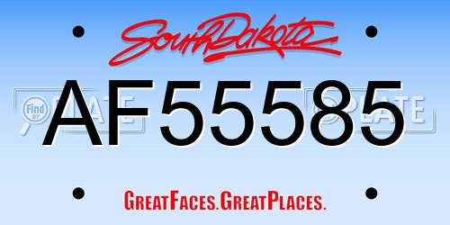 AF55585 South Dakota License Plate