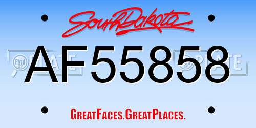 AF55858 South Dakota License Plate