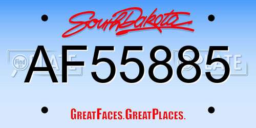 AF55885 South Dakota License Plate