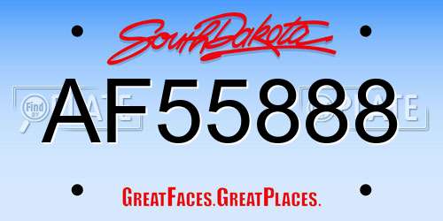 AF55888 South Dakota License Plate