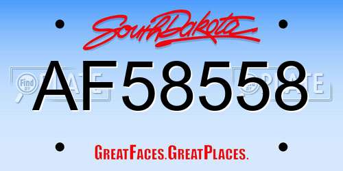 AF58558 South Dakota License Plate