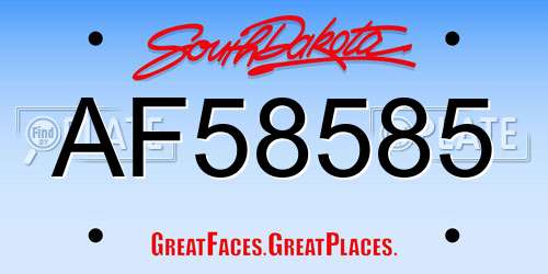 AF58585 South Dakota License Plate
