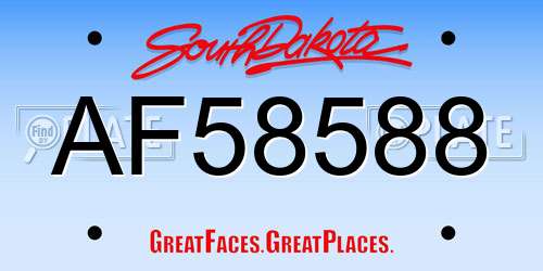 AF58588 South Dakota License Plate