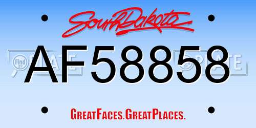 AF58858 South Dakota License Plate