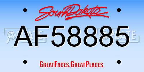 AF58885 South Dakota License Plate