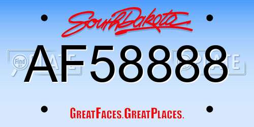 AF58888 South Dakota License Plate