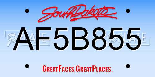 AF5B855 South Dakota License Plate