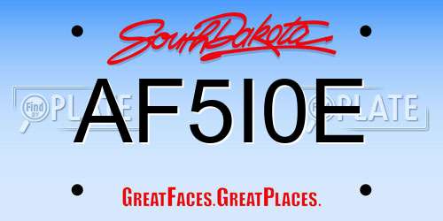 AF5I0E South Dakota License Plate