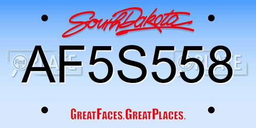 AF5S558 South Dakota License Plate