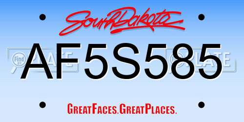 AF5S585 South Dakota License Plate