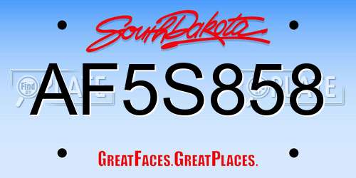 AF5S858 South Dakota License Plate