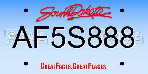 AF5S888 South Dakota License Plate