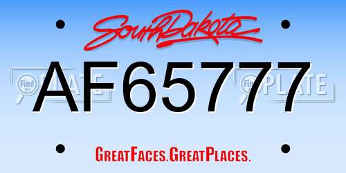 AF65777 South Dakota License Plate
