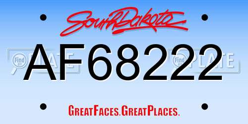 AF68222 South Dakota License Plate