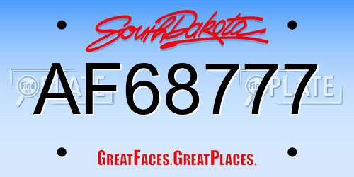 AF68777 South Dakota License Plate