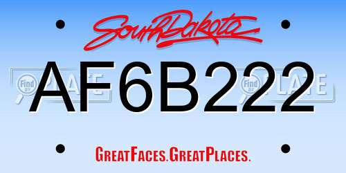 AF6B222 South Dakota License Plate