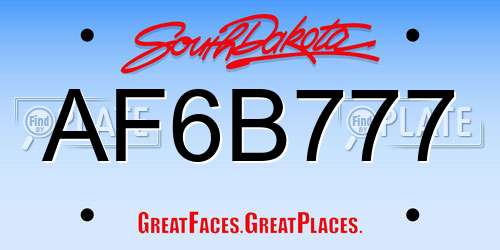 AF6B777 South Dakota License Plate